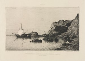 Barca da pesca che fa scalo alle rocce di Collioure da Adolphe Appian