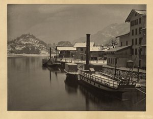 Navi da lago all’ormeggio invernale, Svizzera da Adolphe Braun
