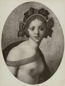Riproduzione fotografica di un dipinto di una figura femminile, possibilmente una dea da Adolphe Braun and Cie. (attributed to)