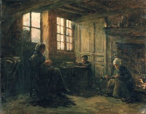 Donne che sfilano il lino, Honfleur da Adolphe Felix Cals