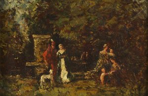 Figure eleganti in una radura boschiva da Adolphe Joseph Thomas Monticelli