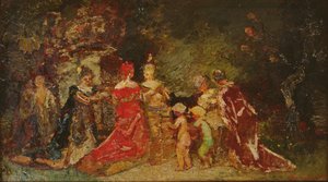 Raccolta in un parco da Adolphe Joseph Thomas Monticelli