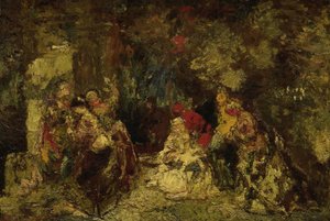 Donne in un bosco da Adolphe Joseph Thomas Monticelli