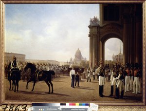 Parata militare sulla piazza del palazzo a San Pietroburgo da Adolphe Ladurner