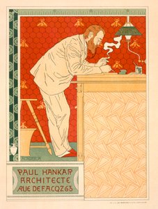 Riproduzione di un poster pubblicitario dello studio di architettura di Paul Hankar, 1894 da Adolphe Louis Charles Crespin