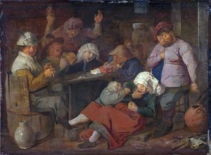 Olandese: locanda con contadini ubriachi Povera gente che beve in una taverna da Adriaen Brouwer