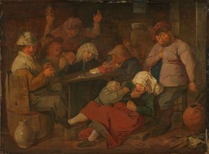 Olandese: locanda con contadini ubriachi Povera gente che beve in una taverna da Adriaen Brouwer