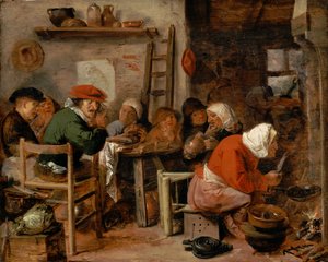 Donna che prepara i pancake da Adriaen Brouwer