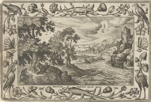 Apostolo Giovanni a Patmos (Paesaggi con scene bibliche, mitologiche e di caccia) da Adriaen Collaert