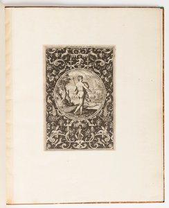 Giunone, tavola da una suite di 6 disegni ornamentali con il giudizio di Paride da Adriaen Collaert