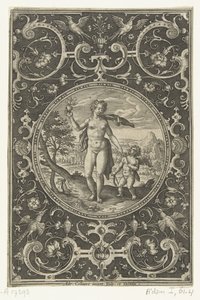Medaglione con Venere con la mela di Paride in mano e Amore al suo fianco (Medaillons met figuren uit het Oordeel van Paris) da Adriaen Collaert