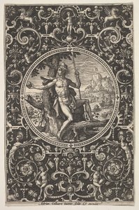 Parigi in una cornice decorativa con grottesche da Adriaen Collaert