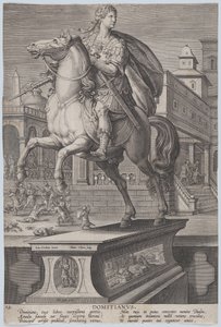Tavola 12: statua equestre di Domiziano, vista tre quarti a sinistra, ca. 1587-89 da Adriaen Collaert