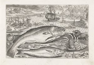 Due pesci sulla spiaggia (serie di pesci) da Adriaen Collaert