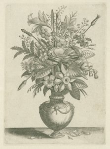Vaso con fiori, tra cui narcisi trombetta da Adriaen Collaert
