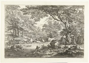Paesaggio con cacciatori a riposo
Paesaggi con cacciatori (titolo della serie) da Adriaen Frans Boudewyns
