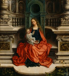 La Vergine e il Bambino sul trono - Dipinto di Adriaen Isenbrant (Adrien Ysenbrant, Ysenbrandt, Hysebrant) (1490-1551) da Adriaen Isenbrandt or Isenbrant