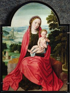 Vergine con il Bambino Gesù che tiene una viola del pensiero da Adriaen Isenbrandt or Isenbrant