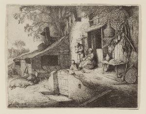 Alla Porta del Cottage - La Filatrice da Adriaen Jansz. van Ostade