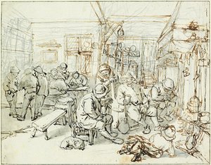 Compagnia di contadini in una taverna da Adriaen Jansz. van Ostade