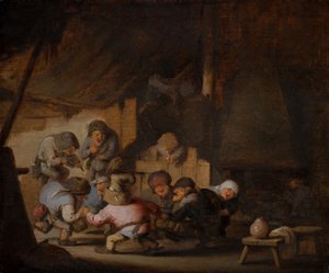 Nani danzanti nella locanda di un contadino, 1635 circa (olio su tavola) da Adriaen Jansz. van Ostade