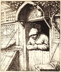 Uomo appoggiato alla sua porta, c.1672