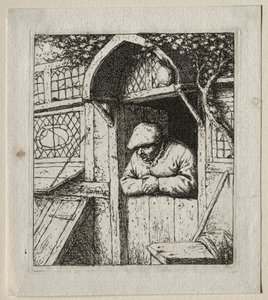 Contadino appoggiato alla sua porta da Adriaen Jansz. van Ostade