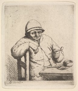 Contadino con una pipa, 1640-80 da Adriaen Jansz. van Ostade