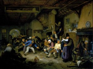 Contadini che ballano in una taverna da Adriaen Jansz. van Ostade