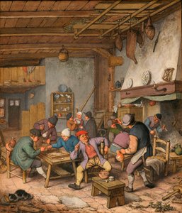 Sala in una locanda con contadini che bevono, fumano e giocano a backgammon da Adriaen Jansz. van Ostade