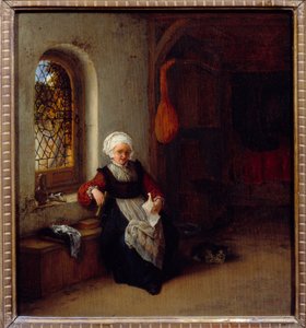 La donna ha la lettera. Dipinto di Adrien Van Ostade