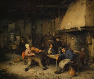 Violinista e contadini che bevono in una taverna, 1663