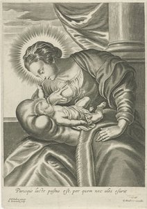 Maria nutre il Bambino Gesù da Adriaen Lommelin (attributed to workshop of)