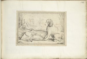 Cane accanto ad attrezzatura da caccia e preda in un paesaggio da Adriaen Matham (signed by artist)