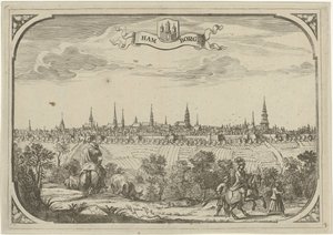 Veduta della città di Amburgo da Adriaen Oudendijck