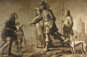 Boudewijn van Heusden (?-870) e sua moglie Sofia ricevono omaggio dal legato del re Edmondo, c. 1626 da Adriaen Pietersz van de Venne (manner of)