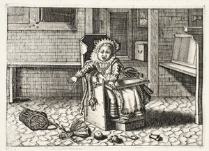 Bambino che piange per i suoi giocattoli, illustrazione da 