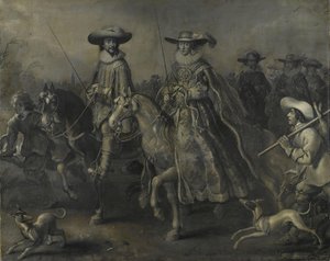 Federico V (1596-1632), elettore del Palatinato, re di Boemia, e sua moglie Elisabetta Stuart (1596-1662) a cavallo da Adriaen Pietersz van de Venne
