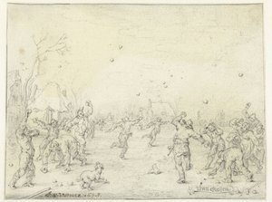Uomini e ragazzi che lanciano palle di neve da Adriaen Pietersz van de Venne