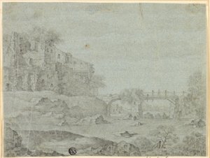 Rovine con vista sul fiume e ponte