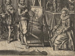 Pittore e modella nello studio da Adriaen Pietersz van de Venne