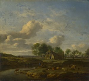 Paesaggio con Fattoria vicino a un Ruscello da Adriaen Velde van de