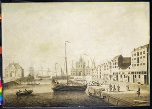 Vista del Leuvehaven da Adriaen or Abraham Salm