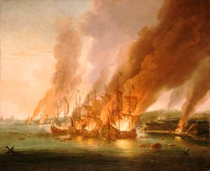 La battaglia di La Hogue, 23 maggio 1692, fine XVII secolo da Adriaen van Diest