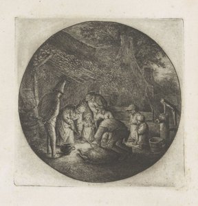 Famiglia contadina mentre macella un maiale da Adriaen van Ostade