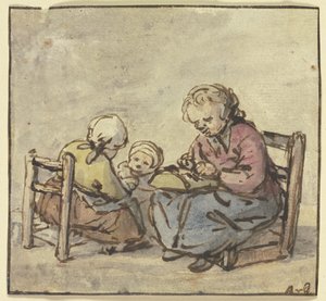 Tre ragazze, la maggiore al tombolo da Adriaen van Ostade