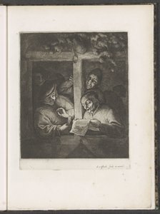 Tre cantanti a una finestra aperta alla luce delle candele da Adriaen van Ostade