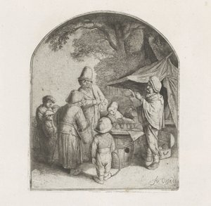 Figure presso una bancarella di un ciarlatano da Adriaen van Ostade