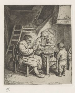 Famiglia a tavola per il pasto da Adriaen van Ostade