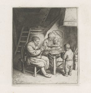 Famiglia che prega prima del pasto da Adriaen van Ostade